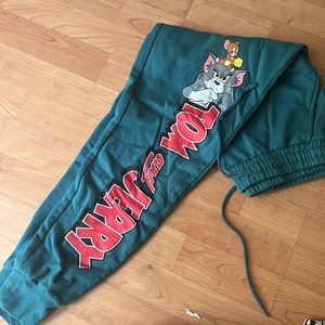 dark blue/green tom and jerry sweatpants size S